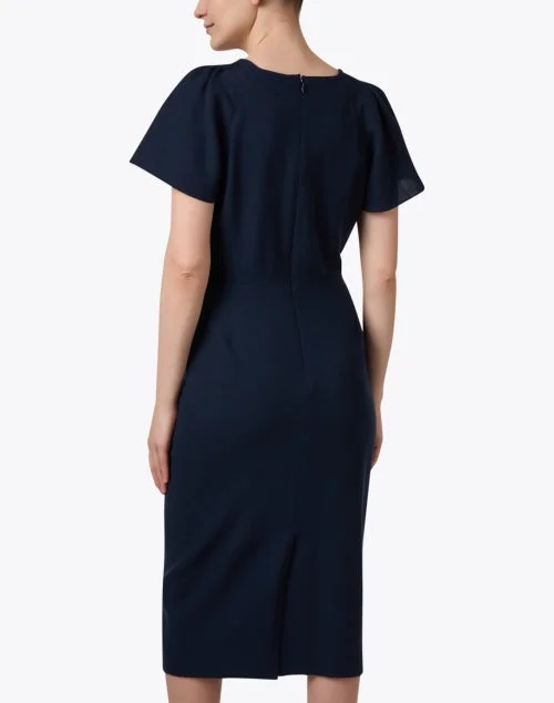 Delilah Navy Wool Crepe Dress