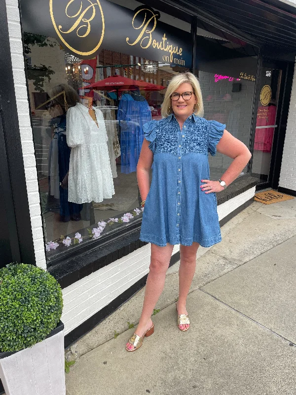 Denim Button Dress