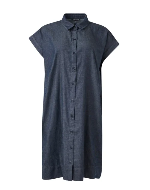 Blue Cotton Shirt Dress