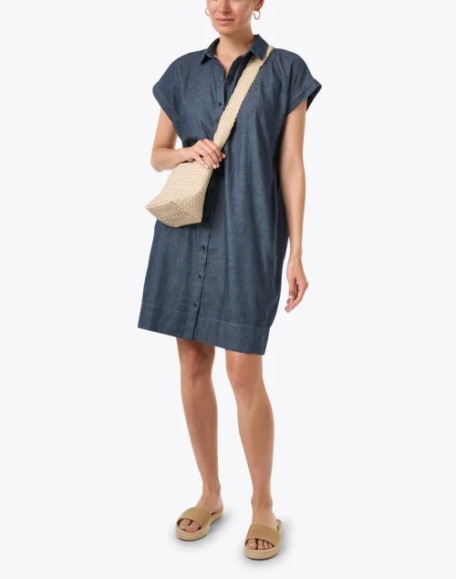 Blue Cotton Shirt Dress