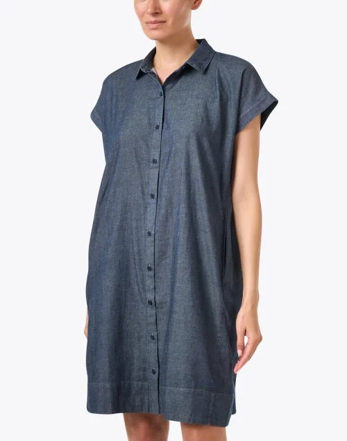 Blue Cotton Shirt Dress