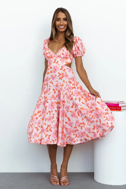 Dish It Out Midi Dress Pink