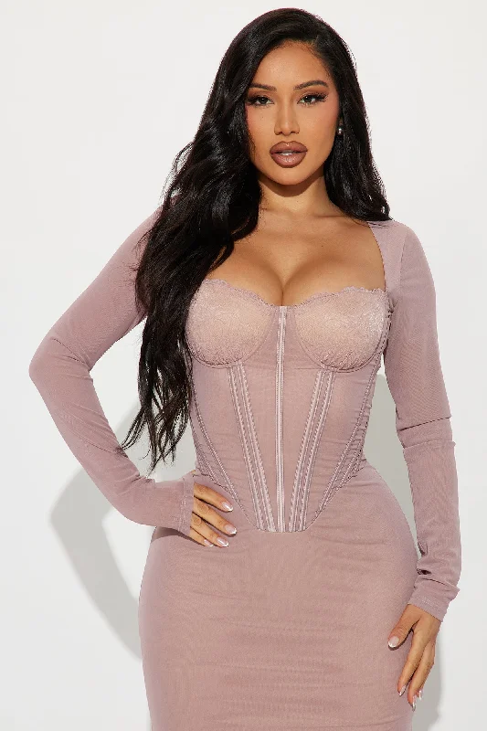 Dream Girl Mesh Midi Dress - Mauve