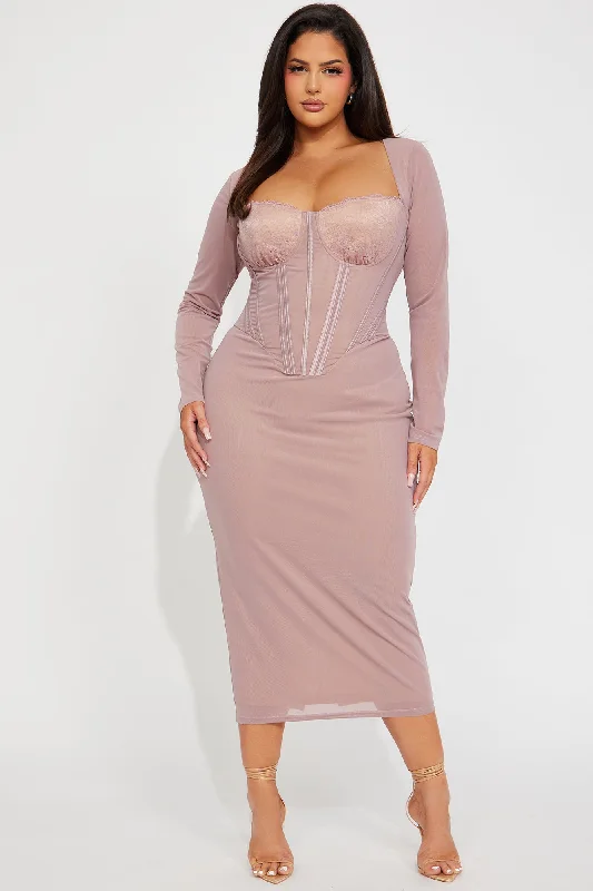 Dream Girl Mesh Midi Dress - Mauve