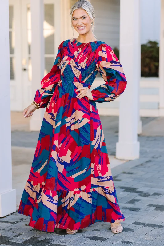 Dreaming Of The Day Red Tropical Maxi Dress