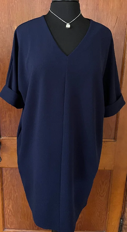 Dresses- Navy Pocket Dress with Pockets