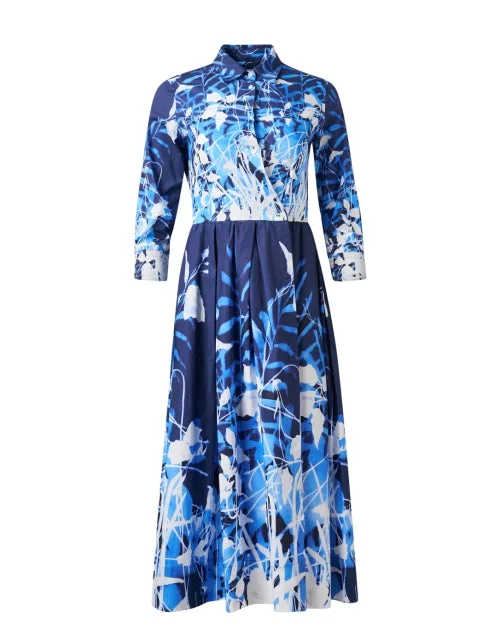 Elenat Blue Print Cotton Dress