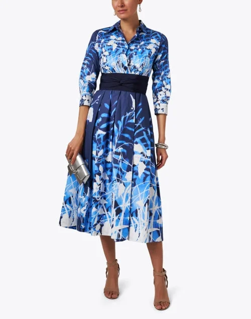 Elenat Blue Print Cotton Dress