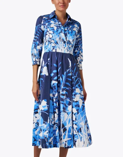 Elenat Blue Print Cotton Dress