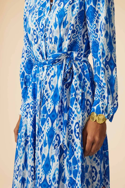 Eliza EcoVero™ Shirt Dress | Ikat Blue/White