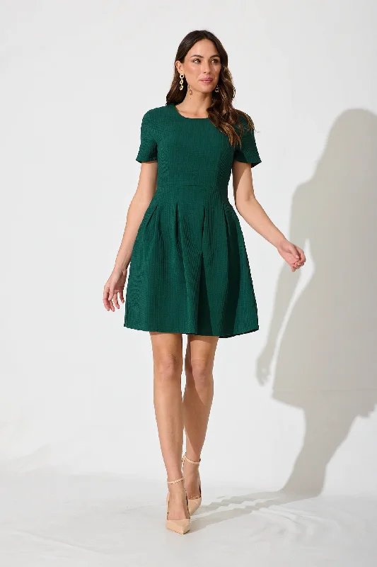 Elizabeth Dress In Textured Emerald