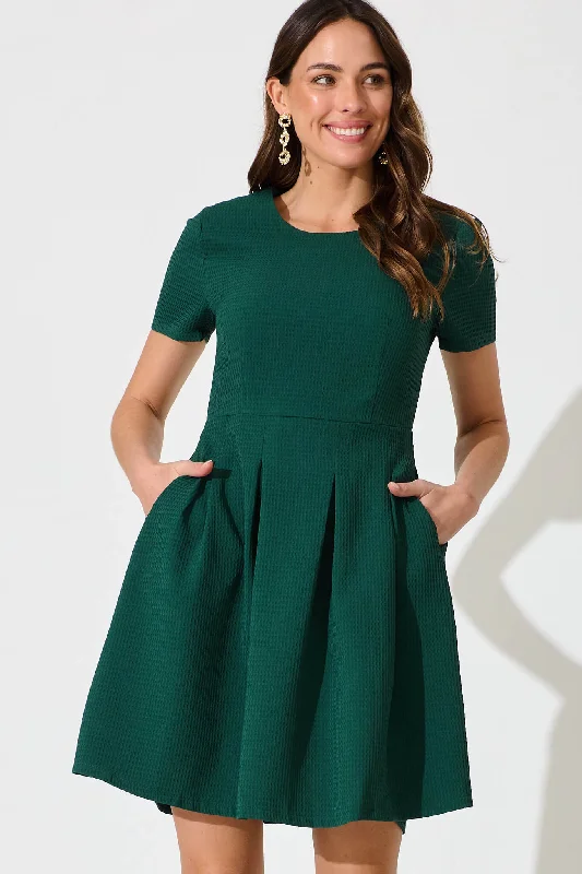 Elizabeth Dress In Textured Emerald