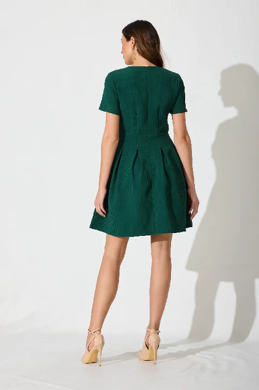 Elizabeth Dress In Textured Emerald