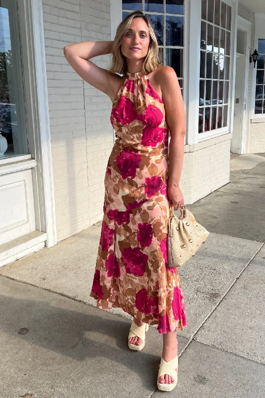 Empowered Floral High Neck Maxi Dress