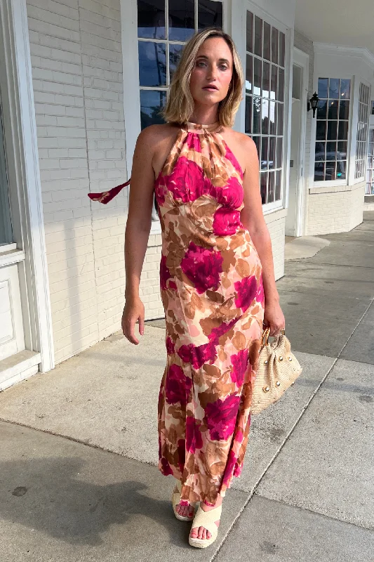 Empowered Floral High Neck Maxi Dress