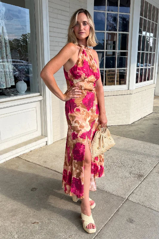 Empowered Floral High Neck Maxi Dress