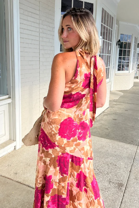 Empowered Floral High Neck Maxi Dress