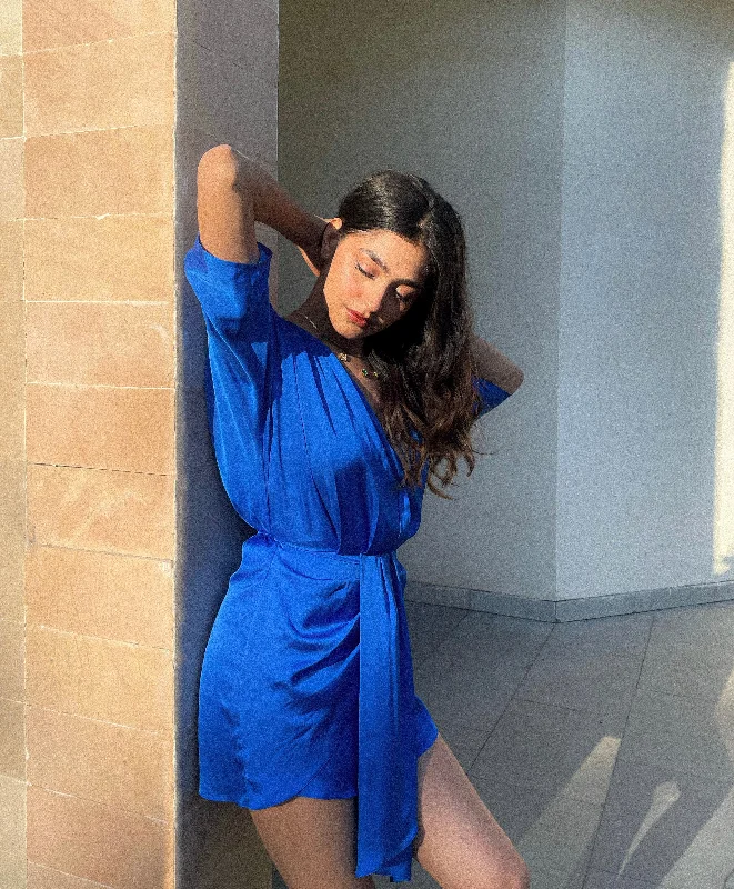 EVAA- Satin Dress (Blue)