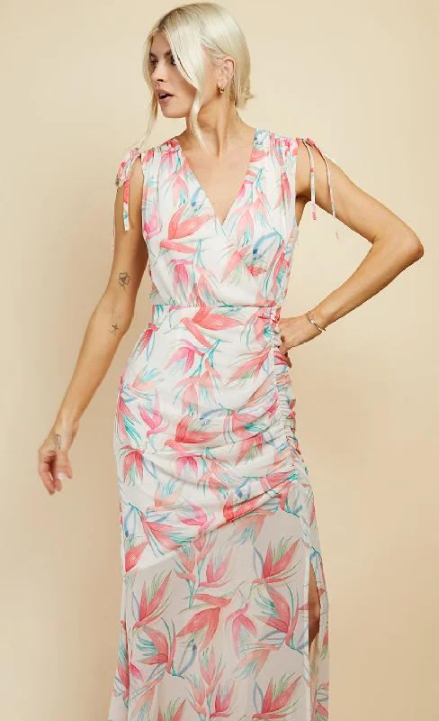 Floral Print Tie Detail Maxi Dress