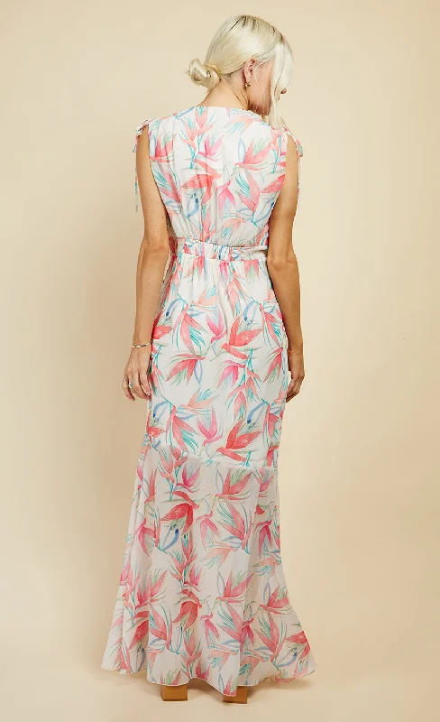 Floral Print Tie Detail Maxi Dress