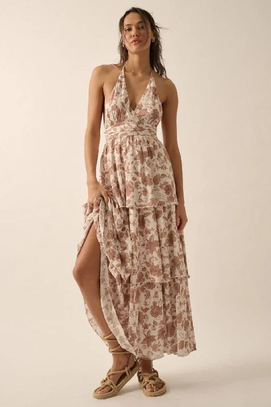 Floral Tiered-Ruffle Maxi Dress