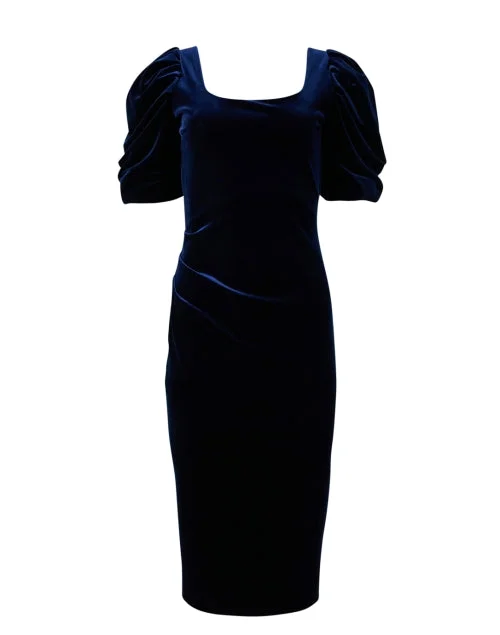 Fujita Navy Velvet Sheath Dress