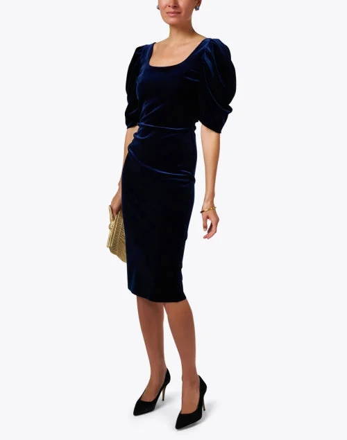 Fujita Navy Velvet Sheath Dress