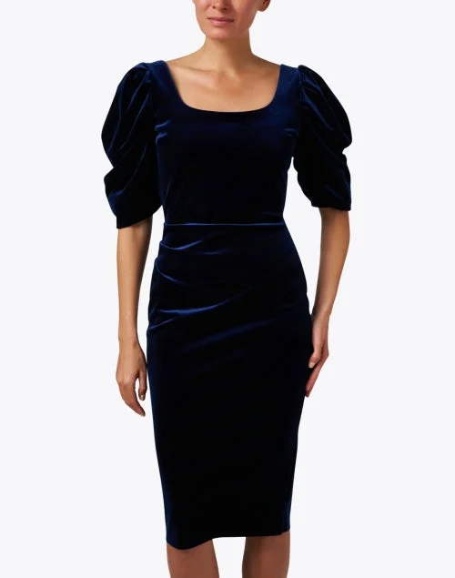 Fujita Navy Velvet Sheath Dress