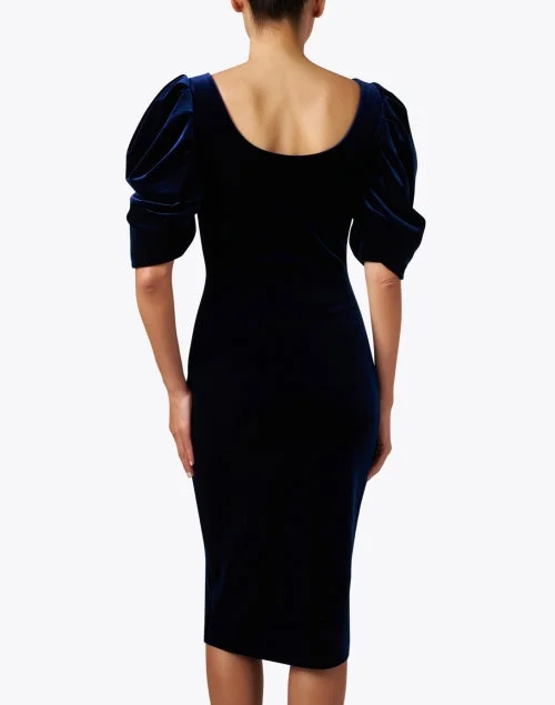 Fujita Navy Velvet Sheath Dress