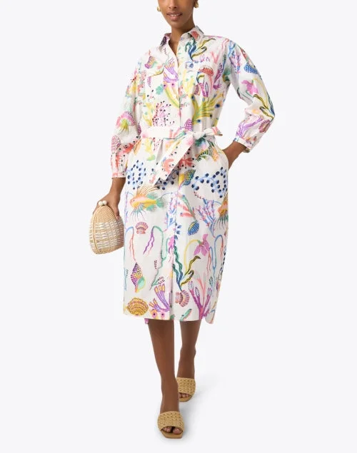 Gemma White Multi Print Cotton Dress