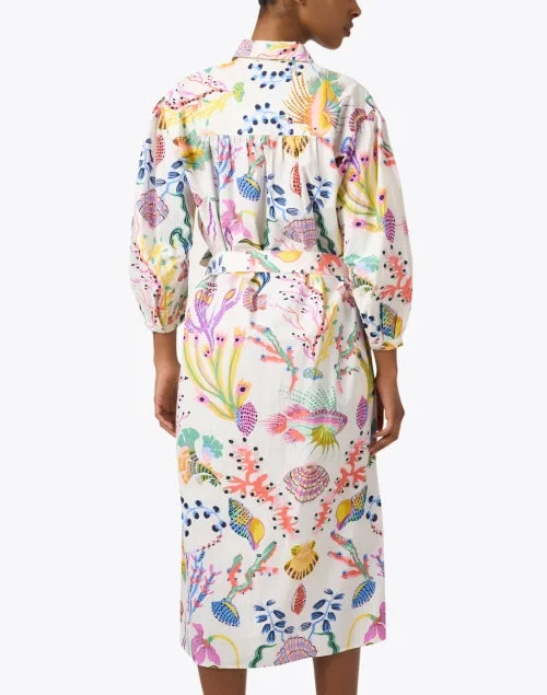 Gemma White Multi Print Cotton Dress