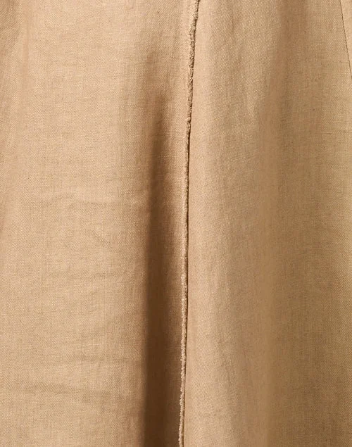 Tan Linen A-Line Dress