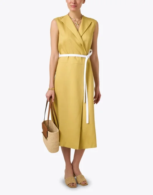 Green Linen Wrap Dress