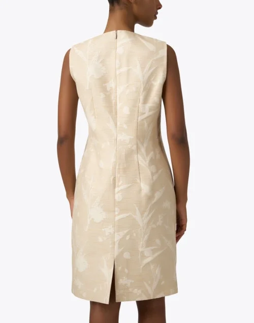 Harpson Beige Jacquard Sheath Dress