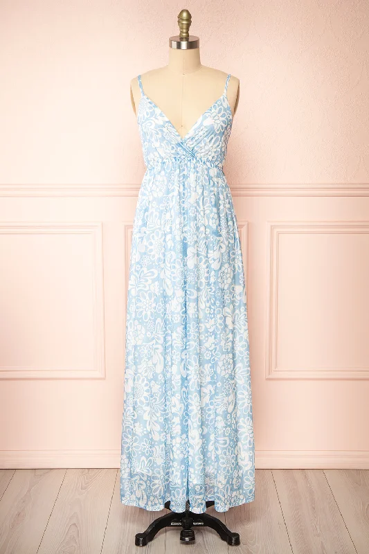 Helga | Blue Floral Maxi Dress