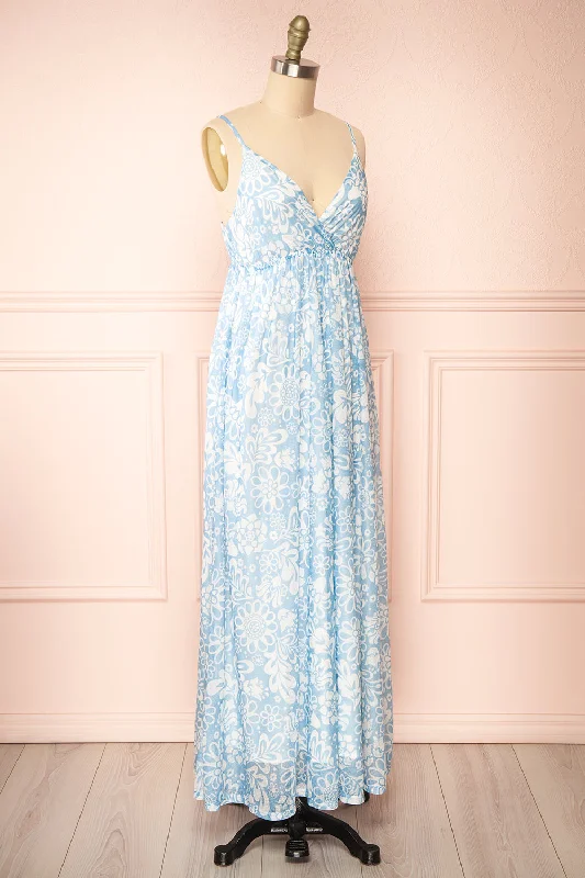 Helga | Blue Floral Maxi Dress