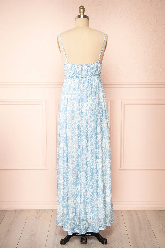 Helga | Blue Floral Maxi Dress