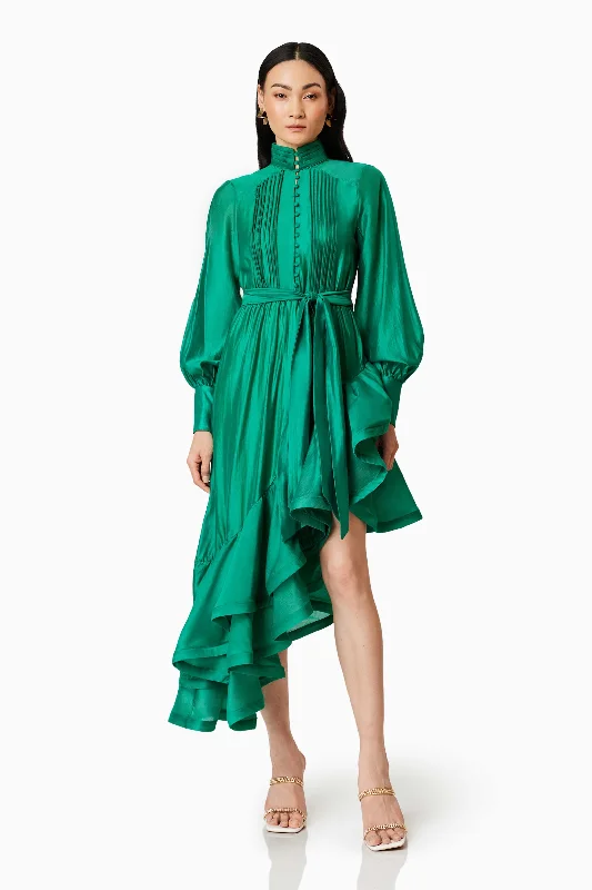 Honeymoon Long Sleeve Maxi Dress In Green