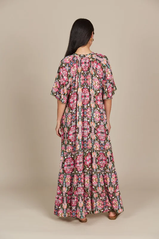 Isle of Mine - Esme Maxi Dress - Olive Fleuron PRESALE AUGUST DELIVERY