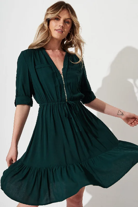 Jeena Dress in Emerald Green