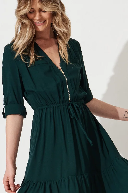 Jeena Dress in Emerald Green