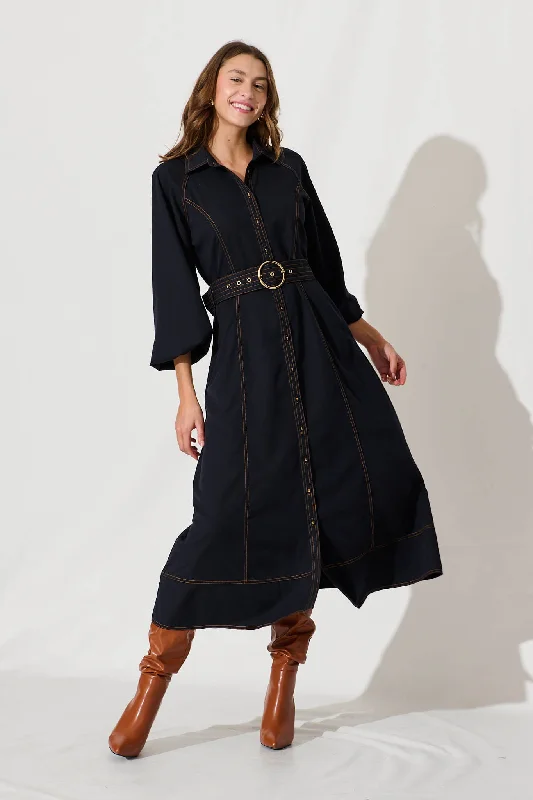 Josephina Midi Shirt Dress In Navy