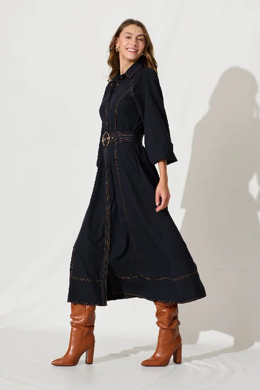 Josephina Midi Shirt Dress In Navy