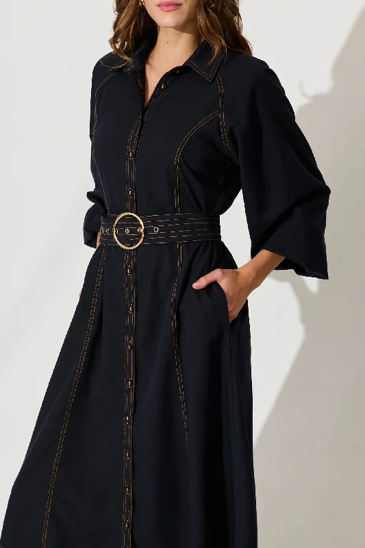 Josephina Midi Shirt Dress In Navy