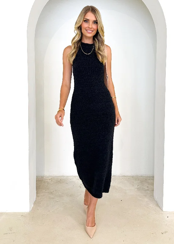 Lanely Knit Maxi Dress - Black