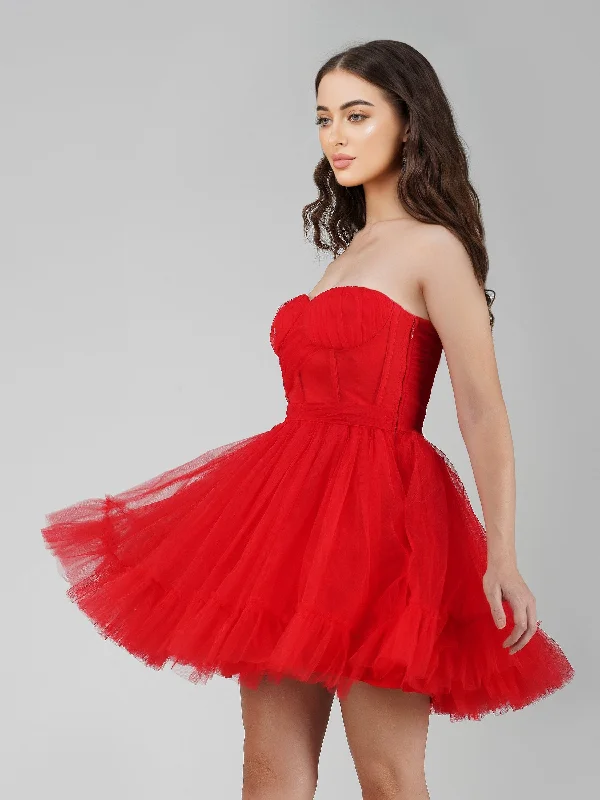 Lauren Red Tulle Mini Dress