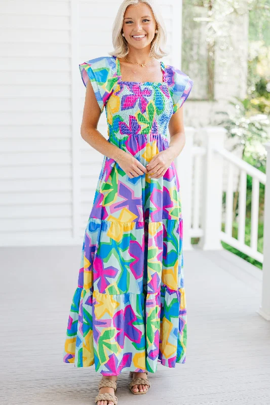 Let's Get Loud Blue Floral Maxi Dress