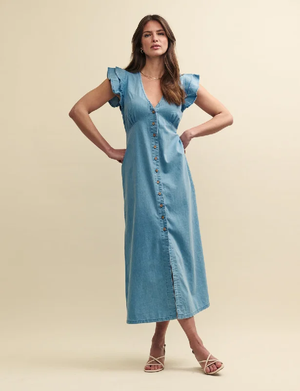 Light Wash Denim Sienna Midi Dress