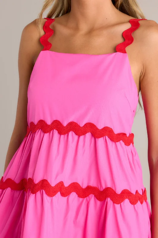 Live In The Moment Hot Pink Ricrac Mini Dress