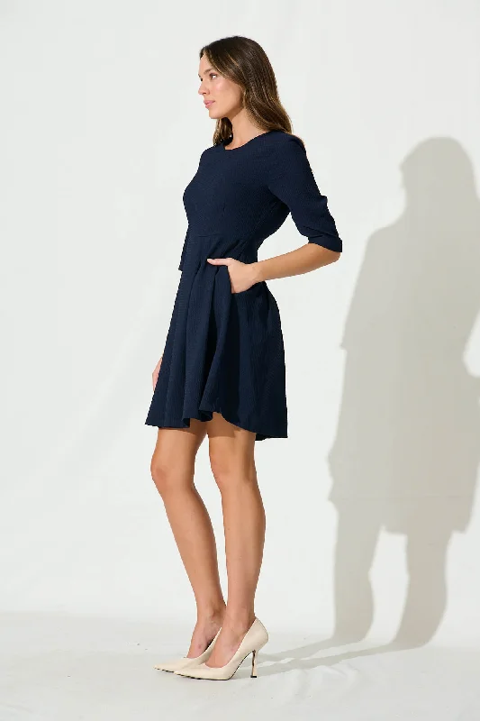 Lizbeth Dress In Textured Navy